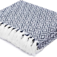 Seafoam and White Herringbone Throw Blanket