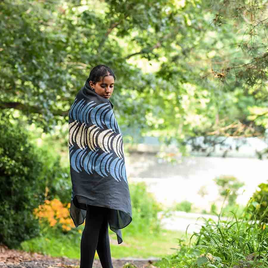 Blue Moon Block Print Scarf