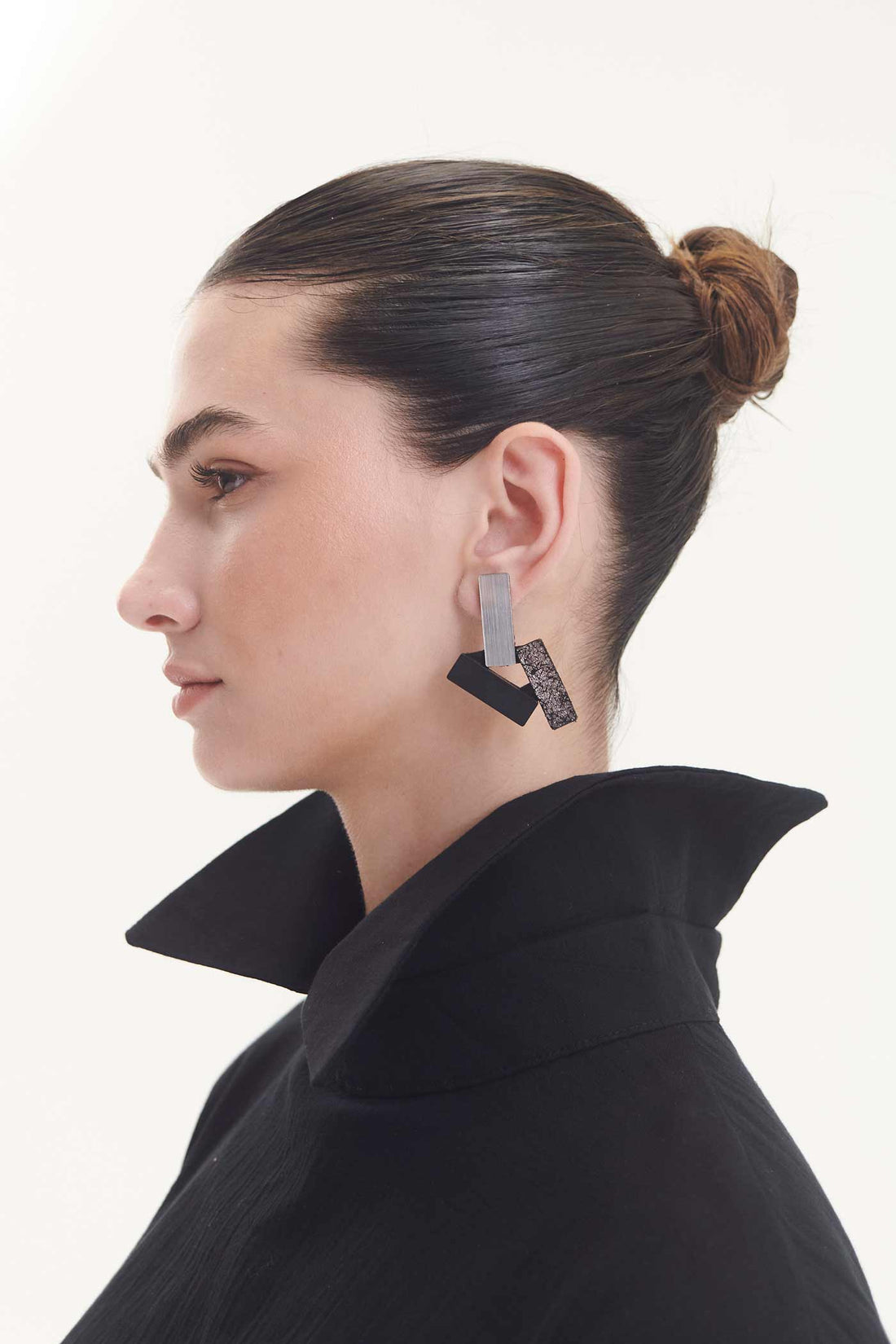 Ray Small Earrings - Silver+Black+Pewter