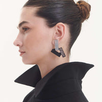 Ray Small Earrings - Silver+Black+Pewter