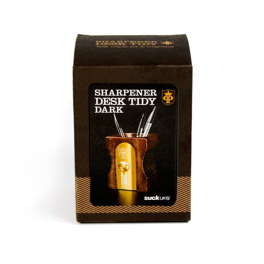 Dark Wooden Sharpener Desk Tidy