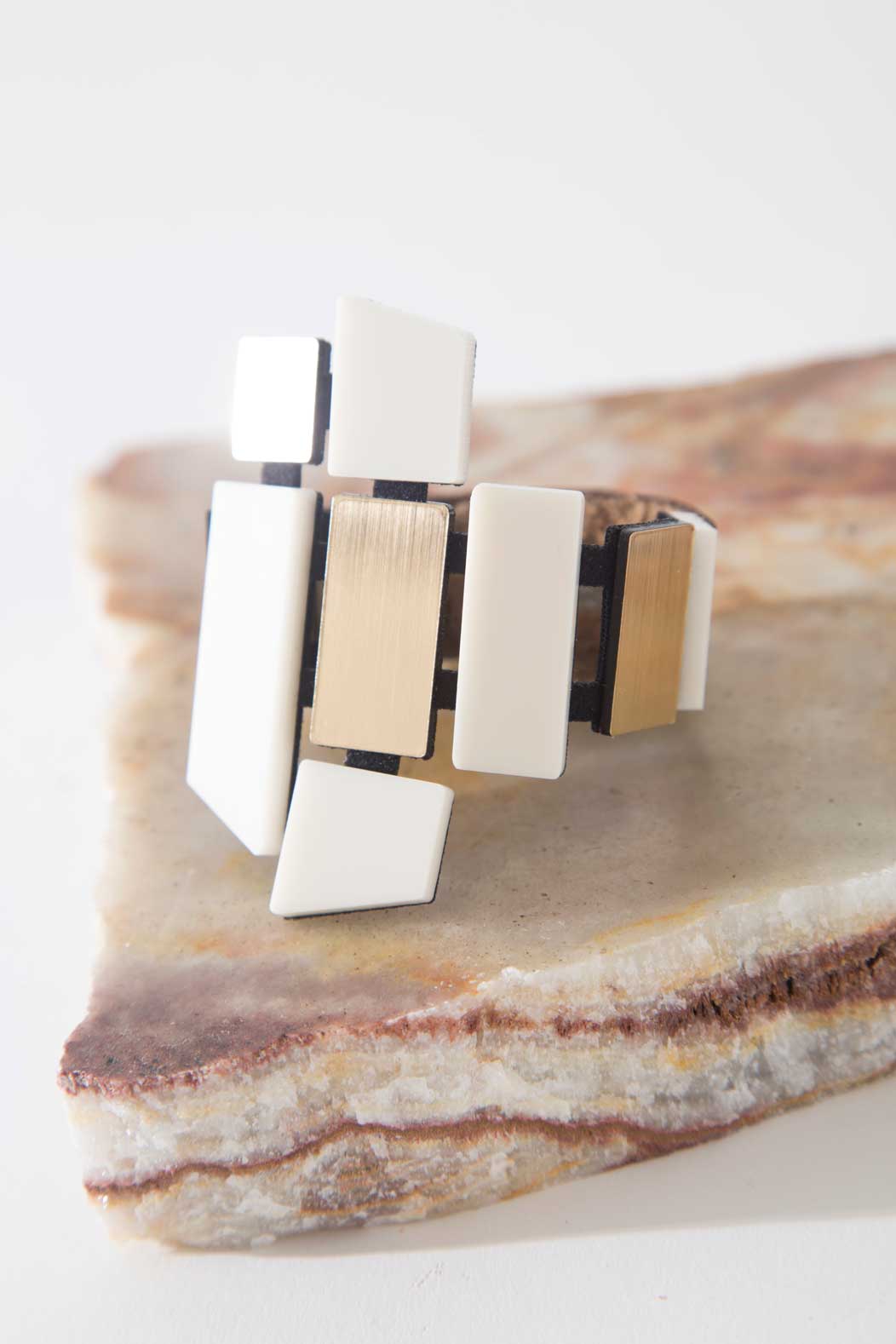 Piet Bracelet - Ivory & Gold: Large