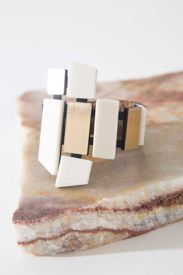 Piet Bracelet - Ivory & Gold: Large