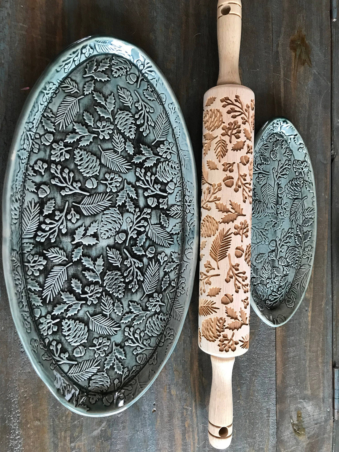 Twigs And Berries Embossed Rolling Pin