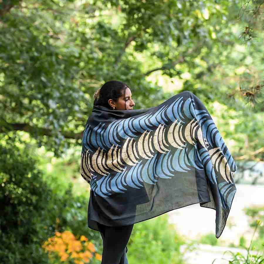 Blue Moon Block Print Scarf