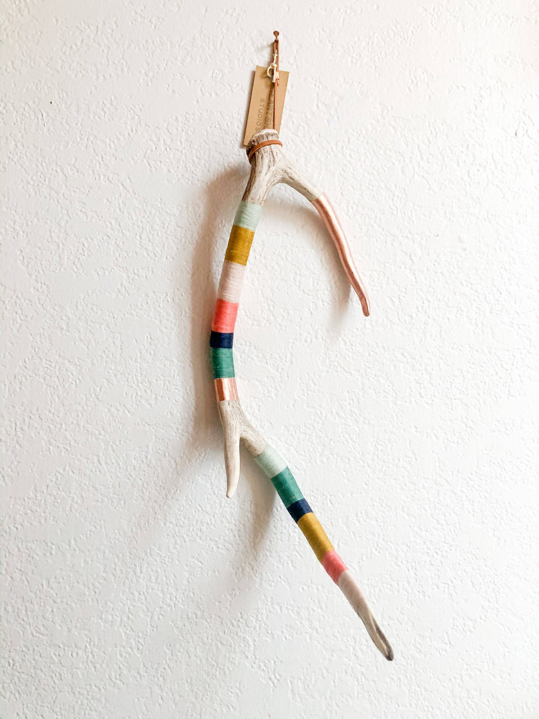 Medium Axis Wool Wrapped Deer Antler with Copper