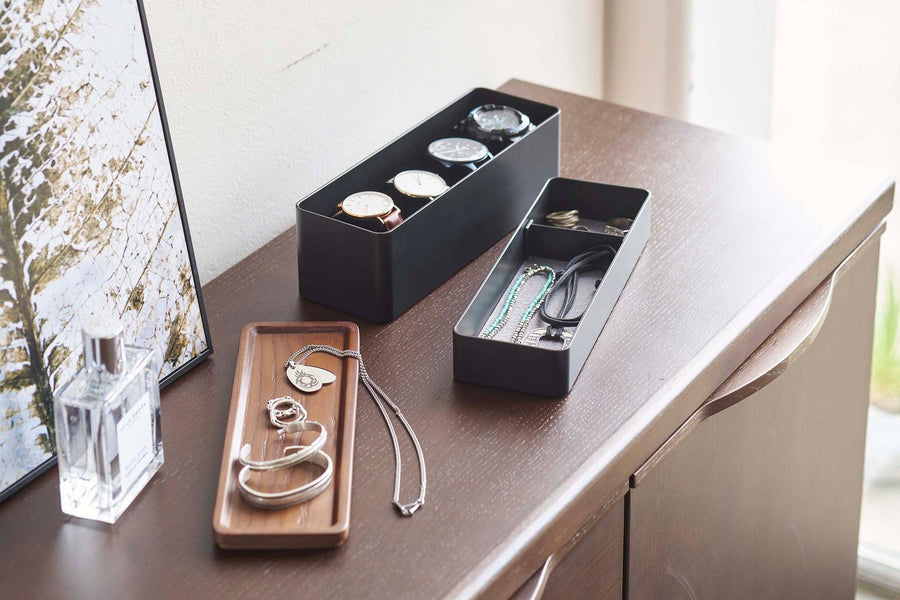 2-Tier Black Stacking Watch and Accessory Case