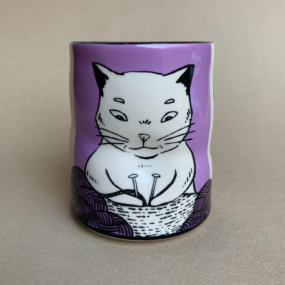 Lucky Cat Knitting Cup - Large