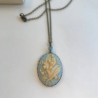 Light Blue Lily Of The Valley Cameo Necklace