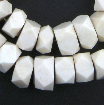 Faceted White Bone Beads