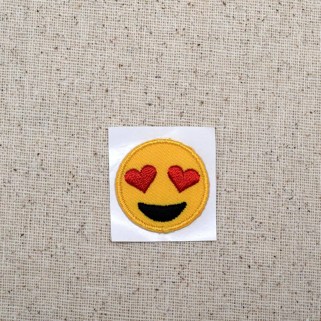Smiley Face Heart Eyes Iron On Embroidered Patch