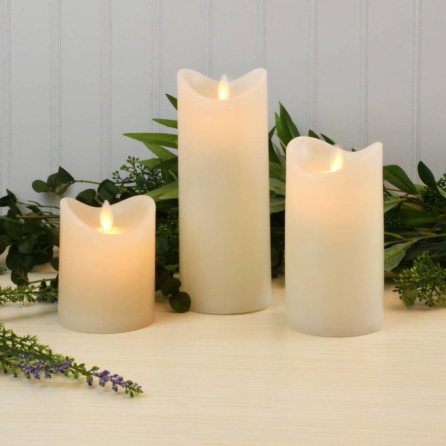 Battery Operated LED Wax Candles  - Set of 3