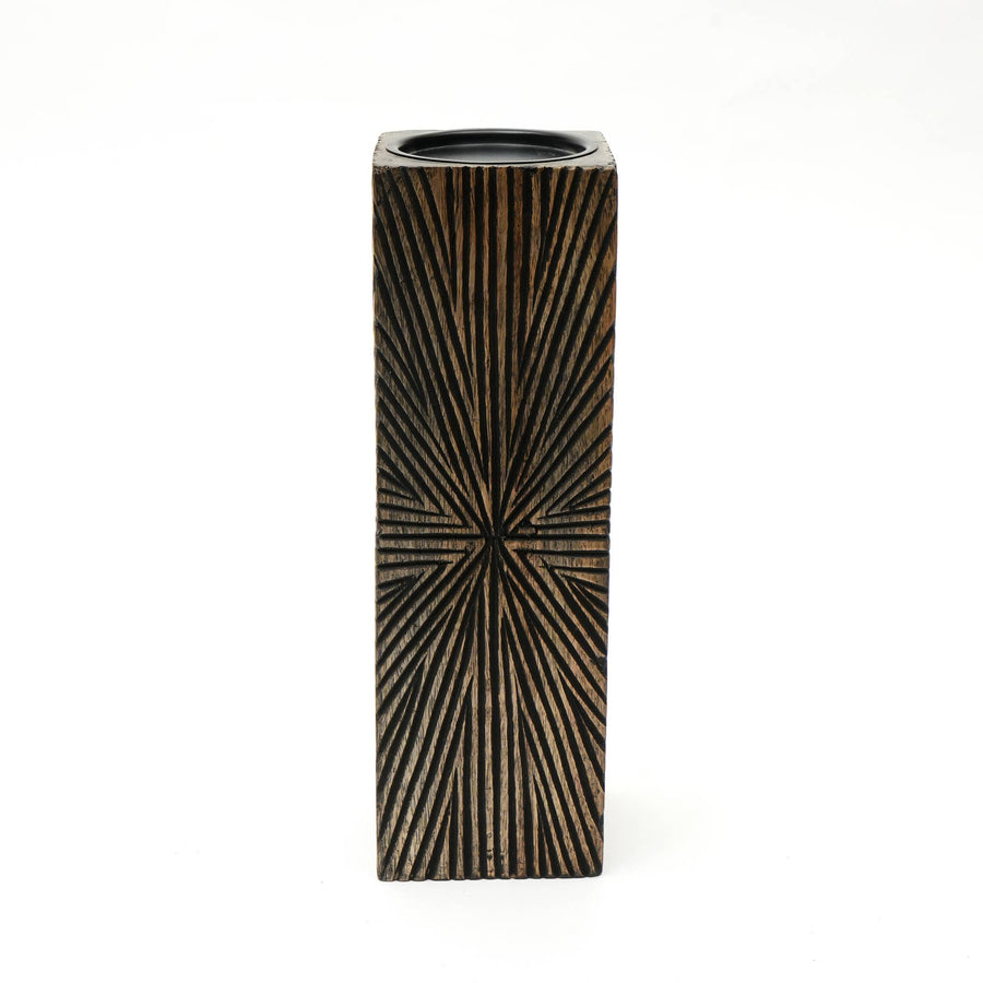Square Wood Candle Holder 4x12"