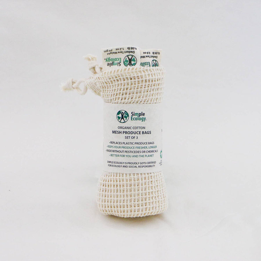 Set of 3 Organic Cotton Mesh Produce Bags - (S/M/L)