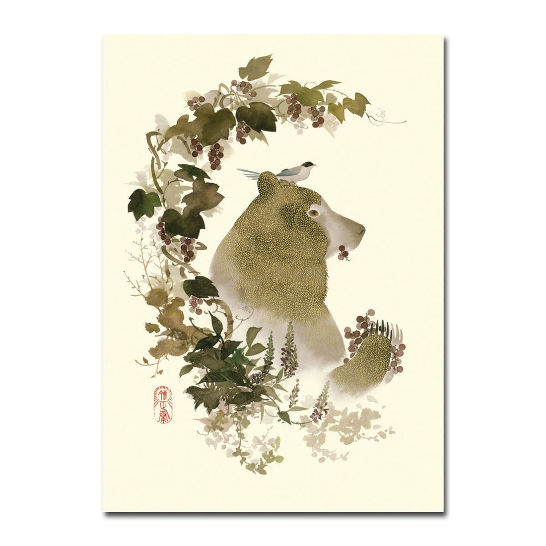 Wealth Bear with Vines Blank Card