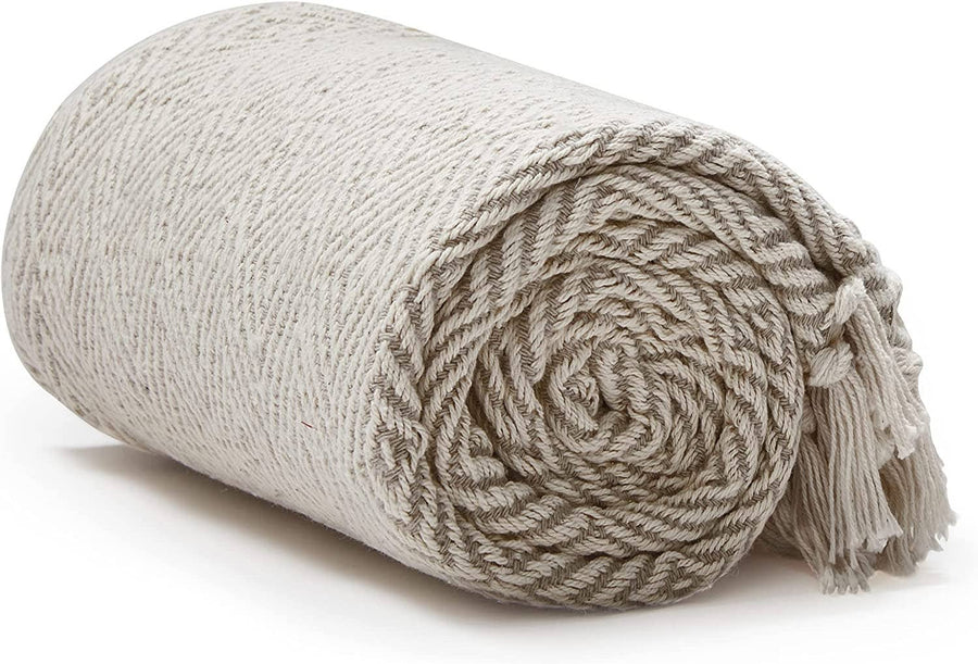 100% Cotton Cream Bird's Eye Throw Blanket