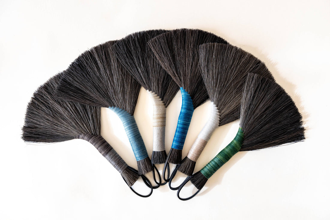 Tampico Wing Broom: Grey Dark / Leather Cord