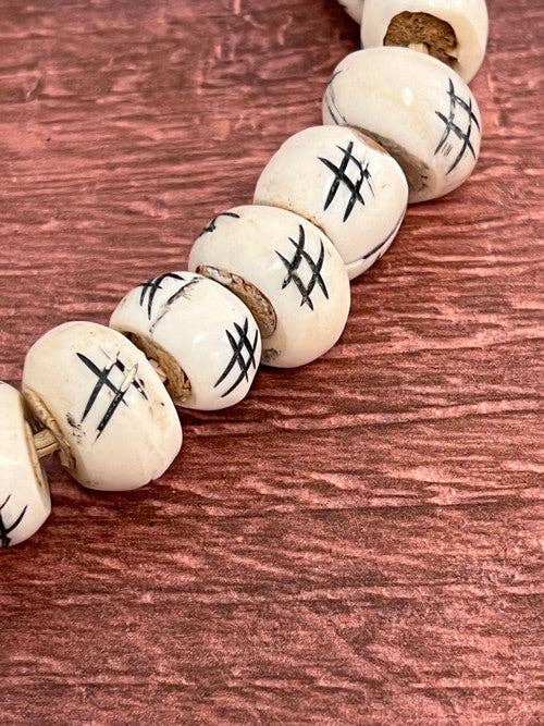 Decorative Cameroonian Bone Beads | Etched Ivory