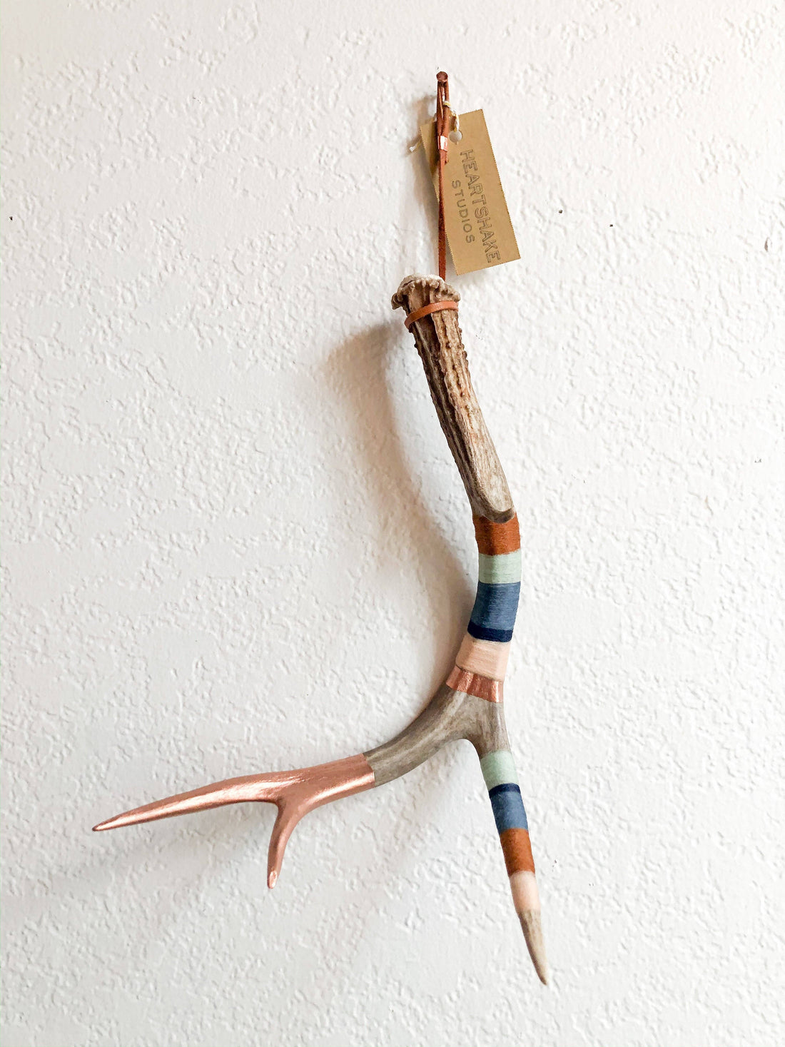 Medium Whitetail Wool Wrapped Deer Antler with Copper