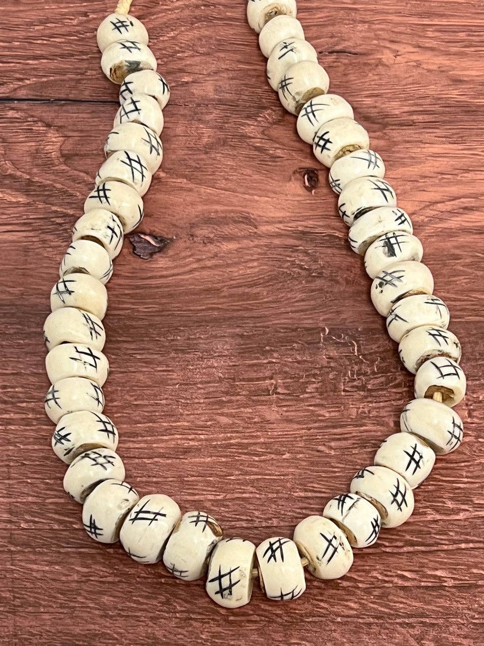 Decorative Cameroonian Bone Beads | Etched Ivory