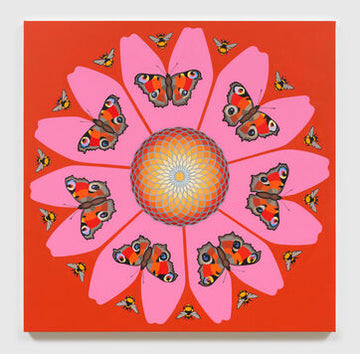 Flowers are a Beautiful Mathematics; Fibonacci Echinacea with Peacock Butterflies - Framed Print 1/20