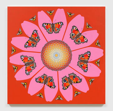 Flowers are a Beautiful Mathematics; Fibonacci Echinacea with Peacock Butterflies - Framed Print 2/20