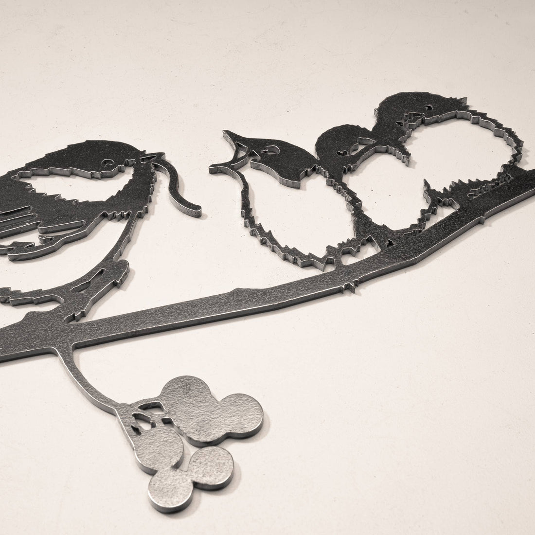 Chickadee & Chicks Metal Garden Art