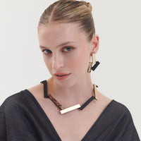 Ray Necklace Round - Black/Gold