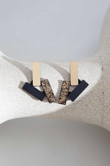 Ray Earrings small Black/Gold