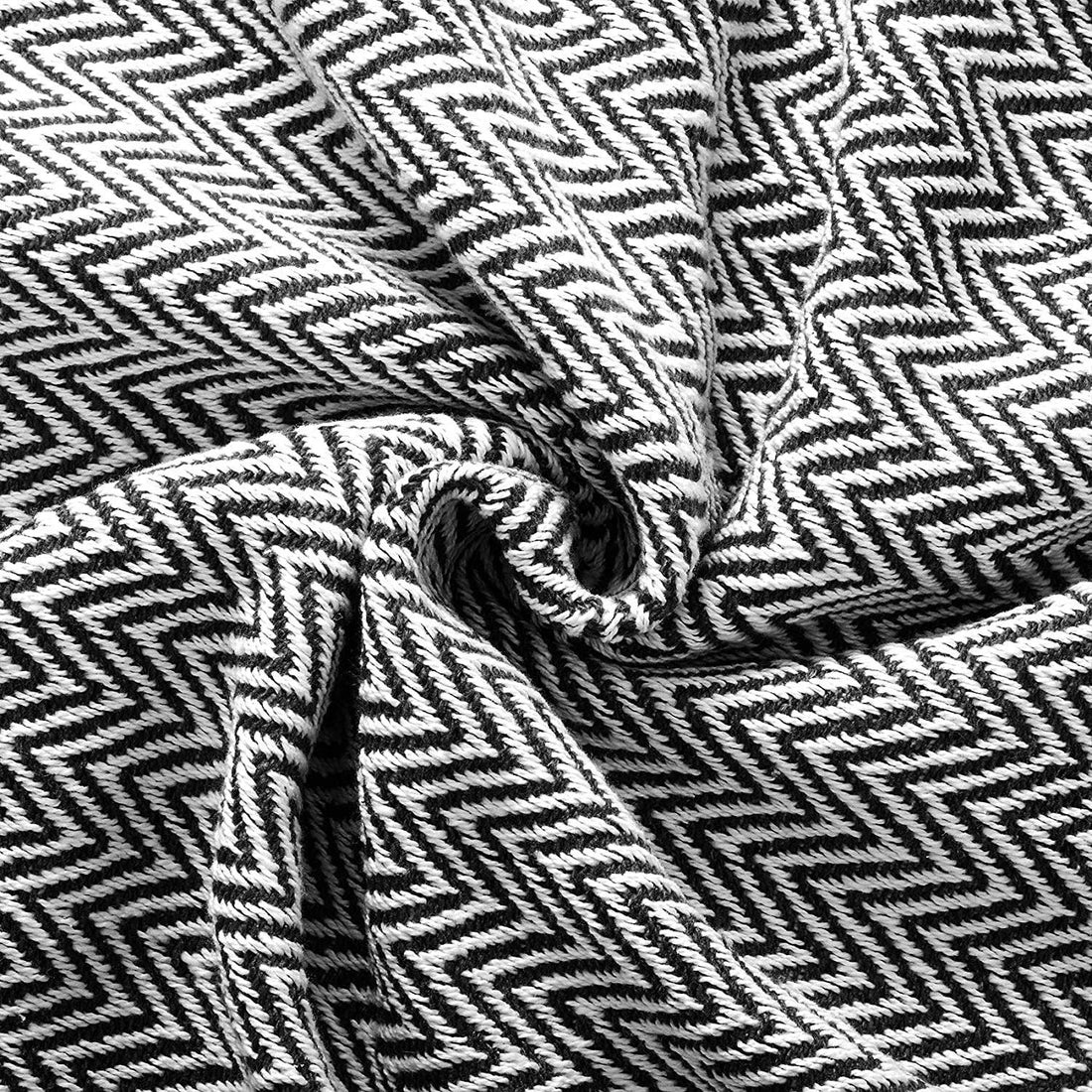 Cream Herringbone Throw Blanket