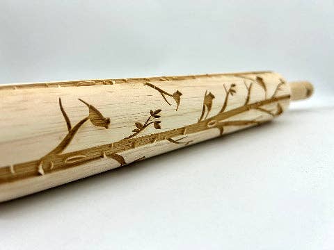 Embossed Cardinals On Birch Rolling Pin