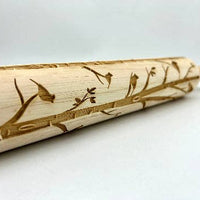 Embossed Cardinals On Birch Rolling Pin