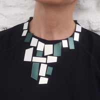 Piet V Necklace - Silver + Green: Small