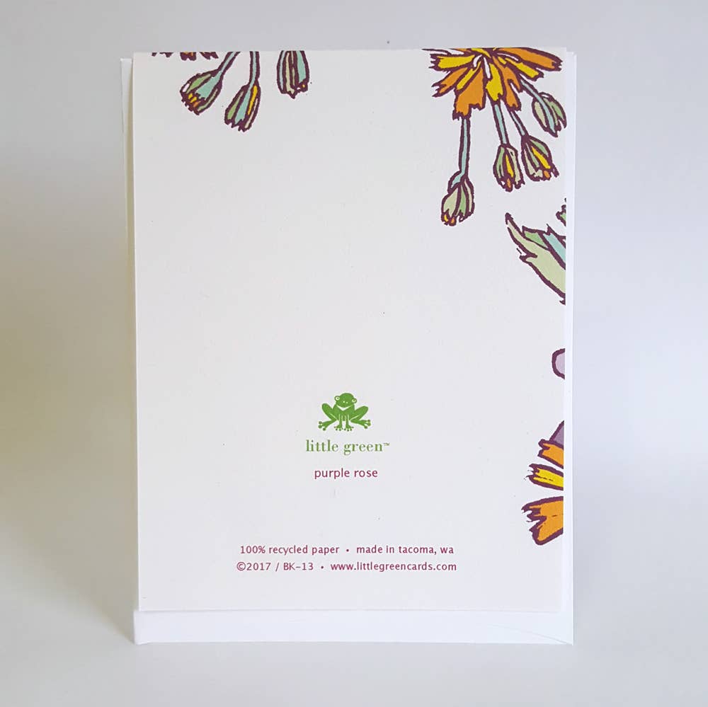 Botanical Purple Rose Blank Notecard