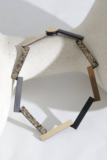 Ray Necklace Round - Black/Gold