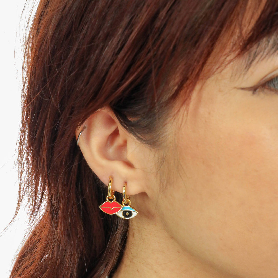 Eye/Lips Hoop Earrings