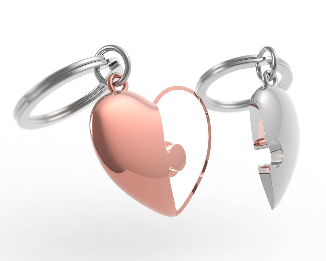 HEART PUZZLE KEYRING (ROSE GOLD-CHROME)