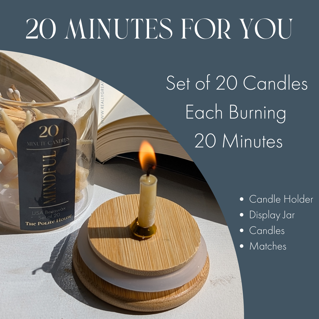20 Minute Beeswax Mindful Candle Set: (Set of 20)
