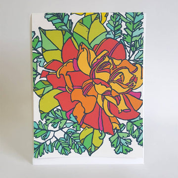 Botanical Orange Rose Blank Note Card