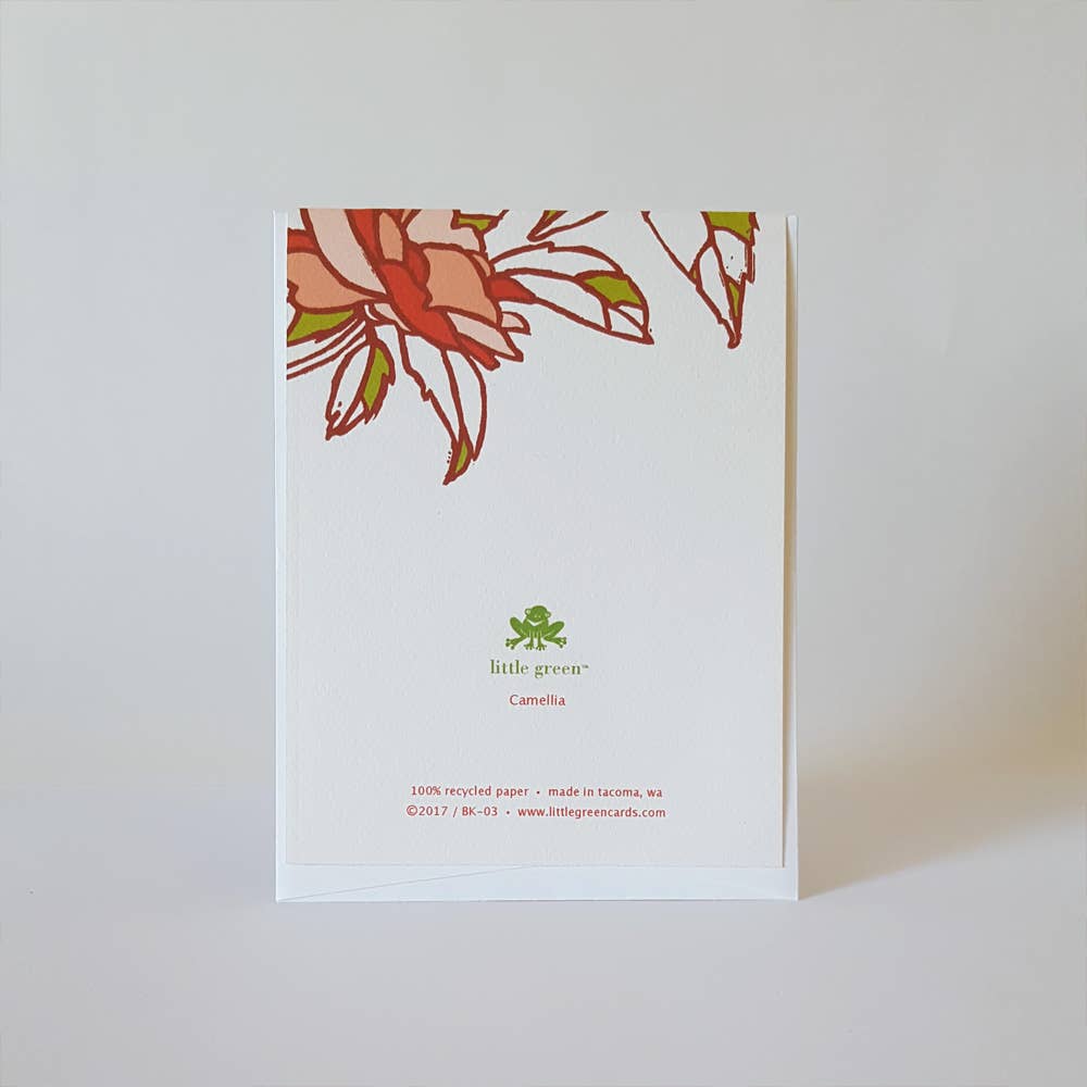 Red Floral Camellia Blank Notecard