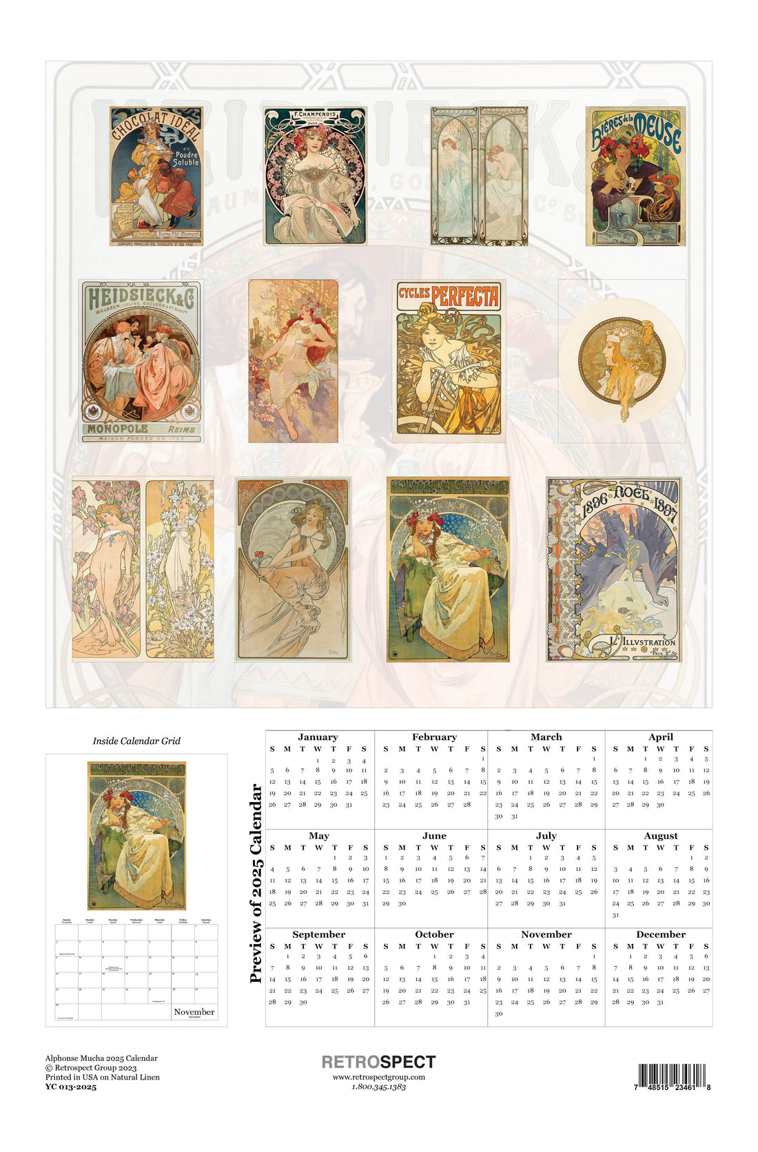 Alphonse Mucha 2025 Wall Calendar