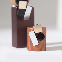 Bauhaus Earrings Small - Silver/Black/Gold