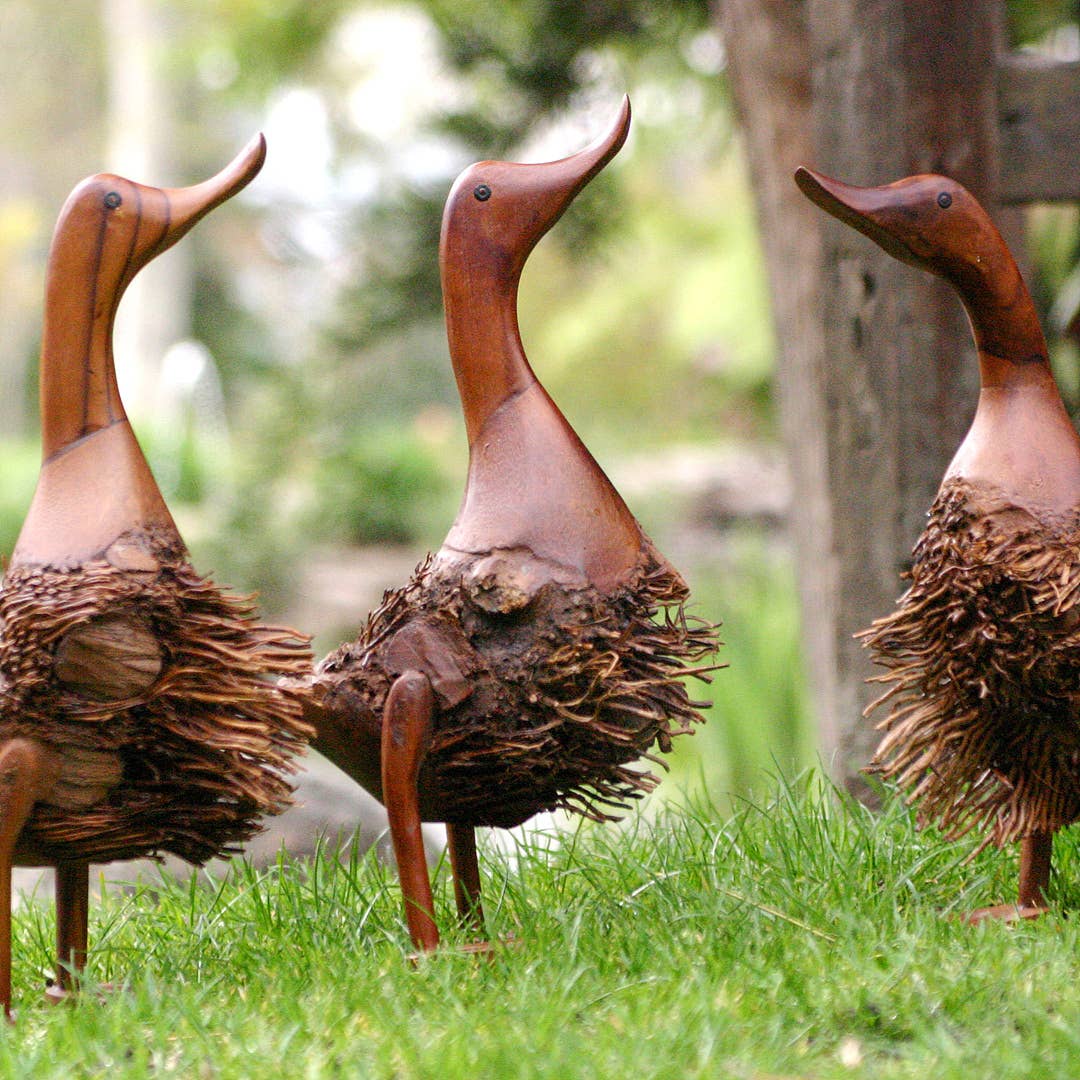 Bamboo Root Adult Duck Sculpture