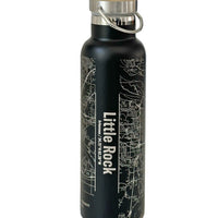 AMFA + Little Rock Map Bottle with Bamboo Top in Black