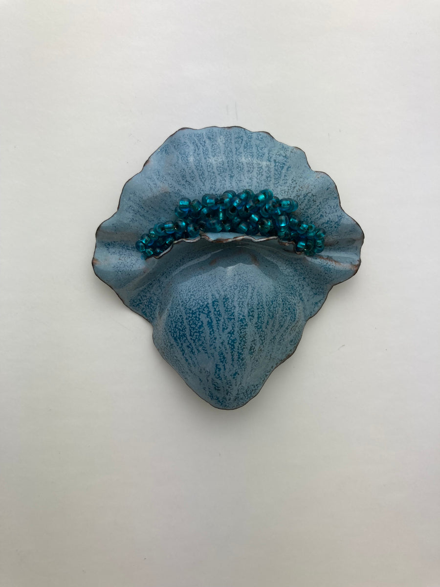 Blue Brooch with Crystal Beads