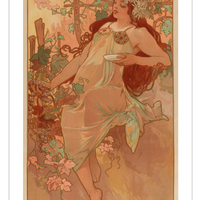 Autumn, 1896 Postcard by Alphonse Mucha