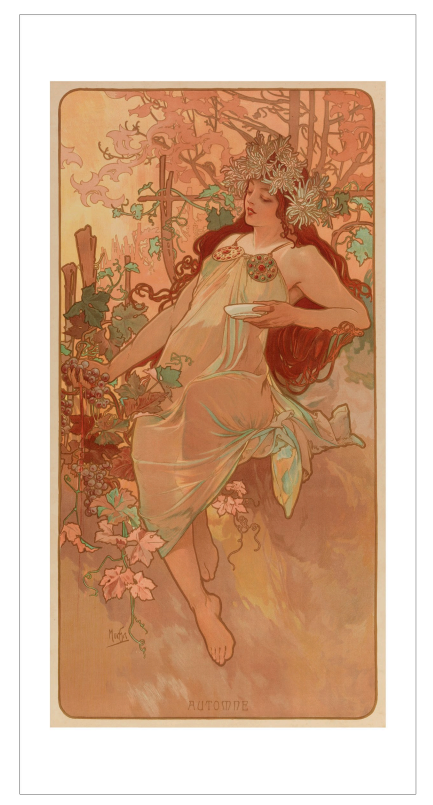 Autumn, 1896 Postcard by Alphonse Mucha