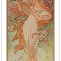 Spring, 1896 Postcard by Alphonse Mucha