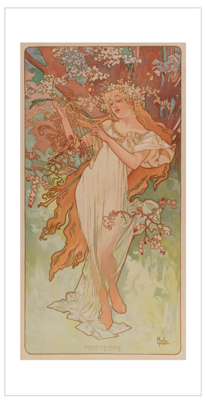 Spring, 1896 Postcard by Alphonse Mucha