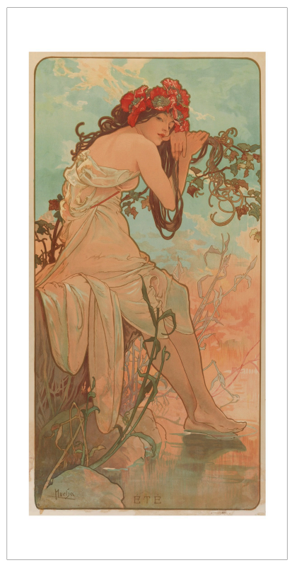 Summer, 1896 Postcard by Alphonse Mucha